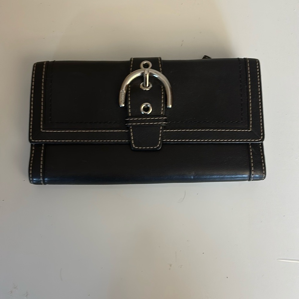COACH Signature Rare Soho Black Wallet with Buckle Detail